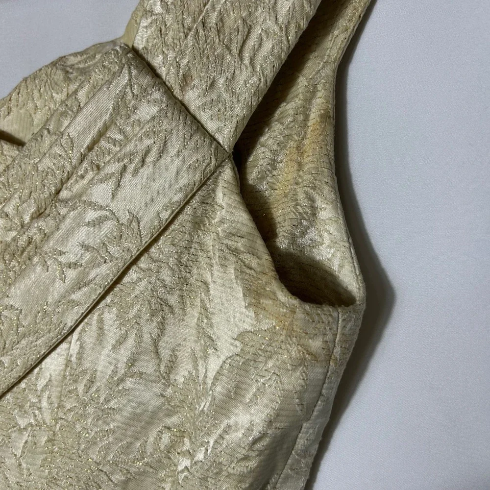Suzy Perette Dress 6 Vintage Gold Metallic Brocade 1950s Wiggle Cocktail